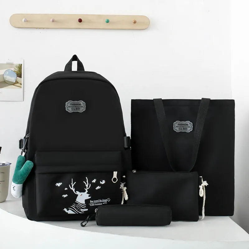 Student backpack cartoon school bag 4 piece set backpack