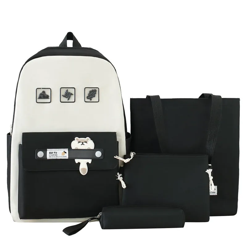 Student books, casual 4-piece backpack