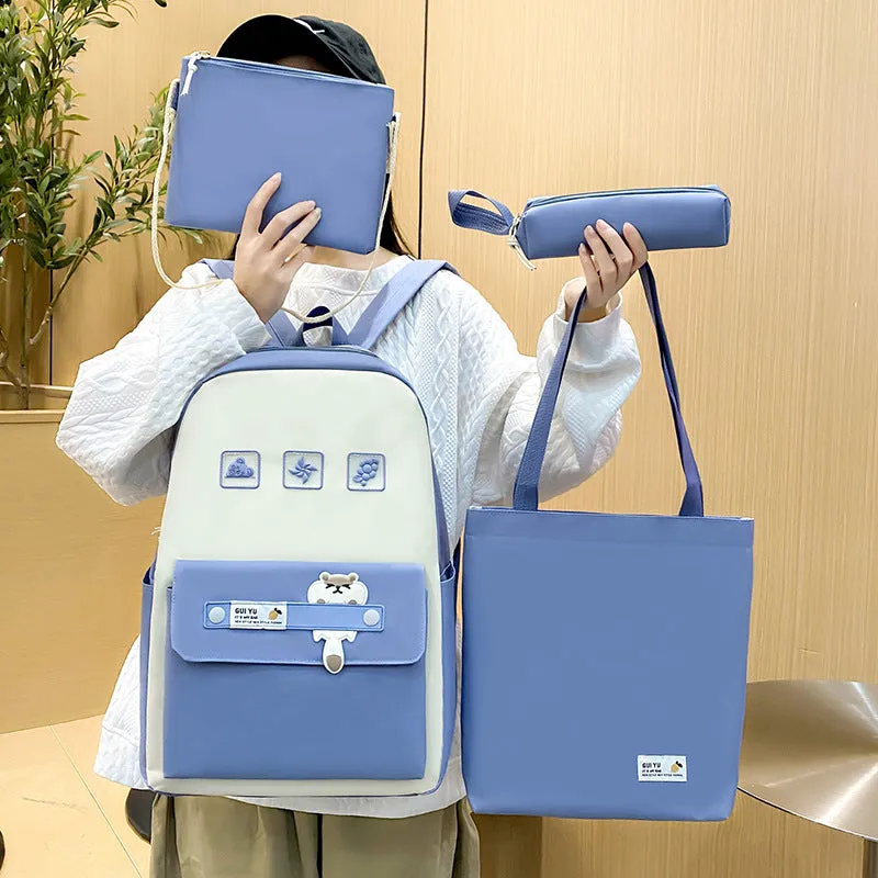 Student books, casual 4-piece backpack