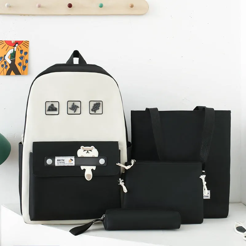 Student books, casual 4-piece backpack