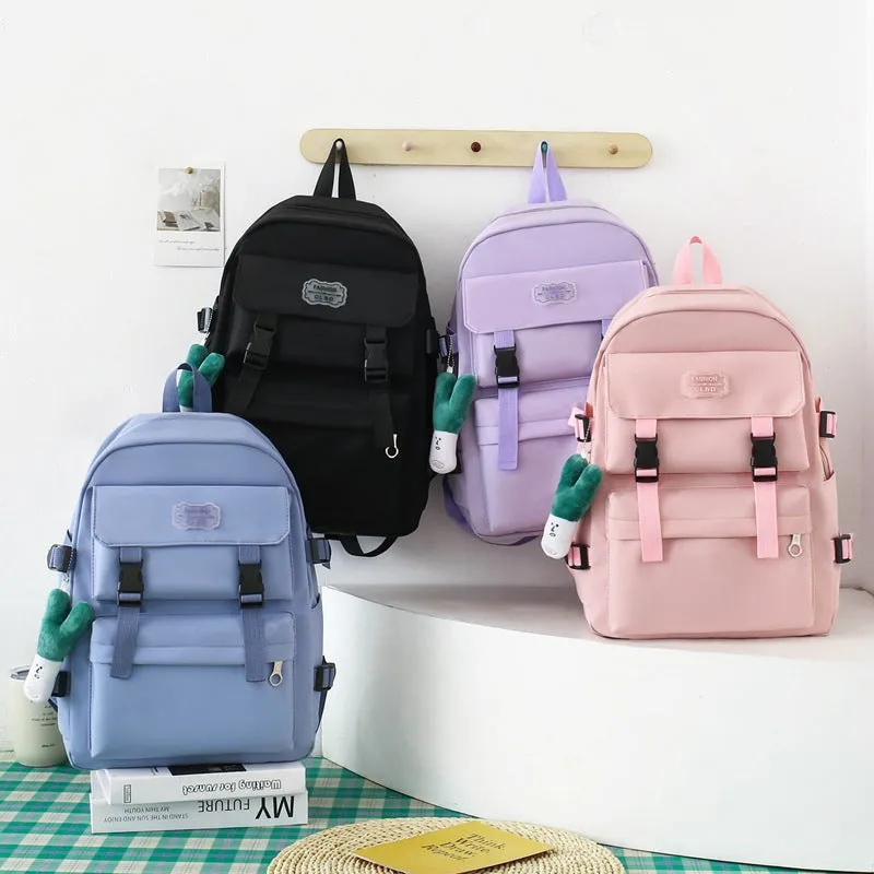 Student large capacity four-piece canvas school bag 