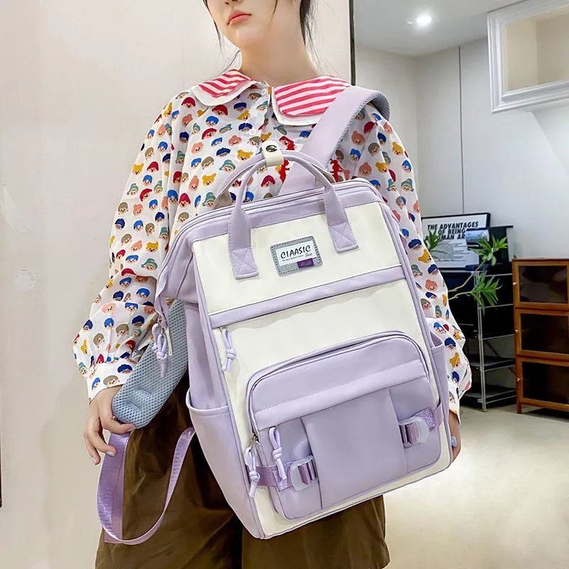 Student school bag, large capacity nylon backpack