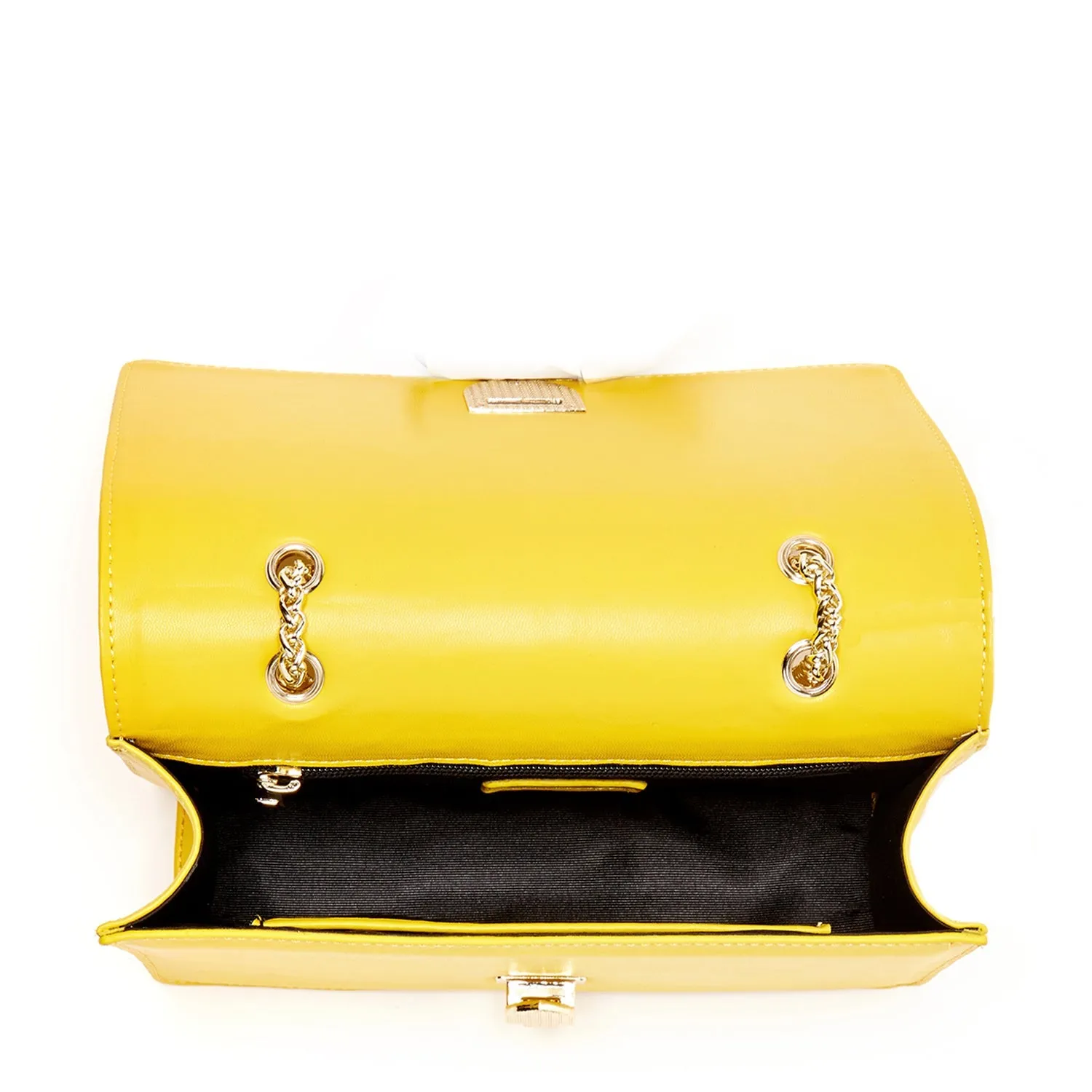 SUSU Josie Mustard Yellow Leather Chain Shoulder Bag