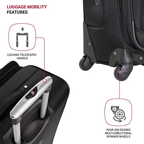 SwissGear Sion Softside Luggage with Spinner Wheels, Black, Checked-Large 29-Inch