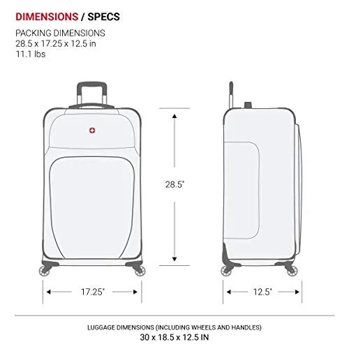 SwissGear Sion Softside Luggage with Spinner Wheels, Black, Checked-Large 29-Inch