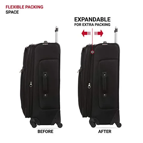 SwissGear Sion Softside Luggage with Spinner Wheels, Black, Checked-Large 29-Inch