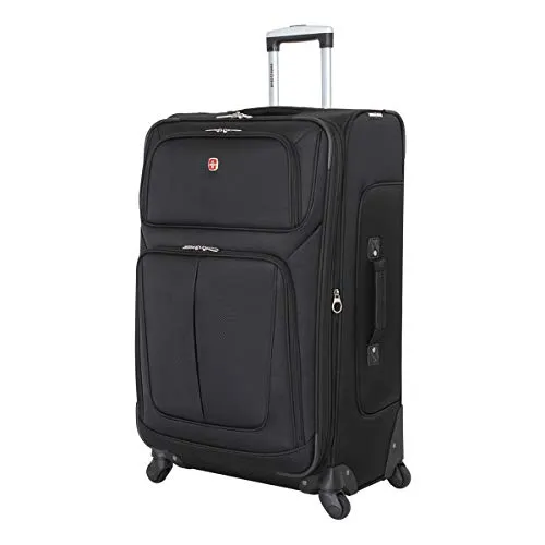 SwissGear Sion Softside Luggage with Spinner Wheels, Black, Checked-Large 29-Inch mega luggage savings