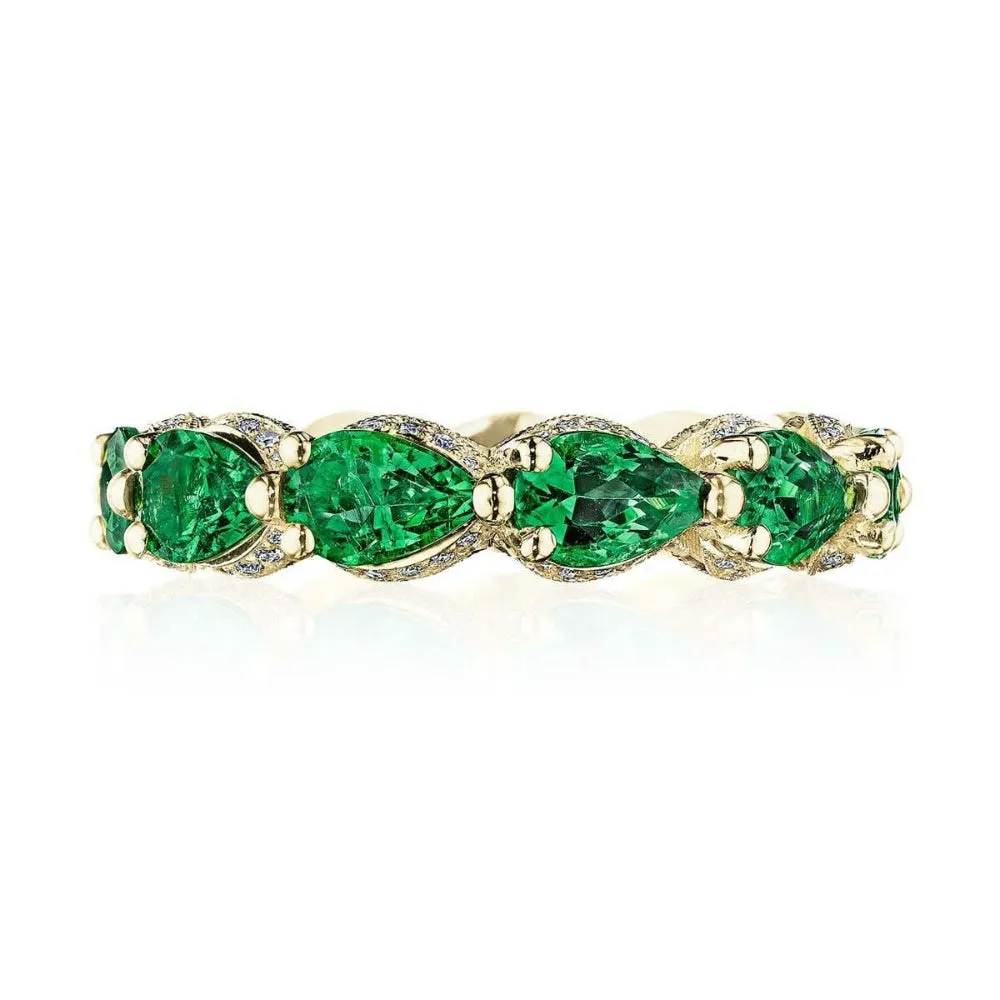 Tacori 18k Classic Crescent RoyalT Emerald Wedding Band 