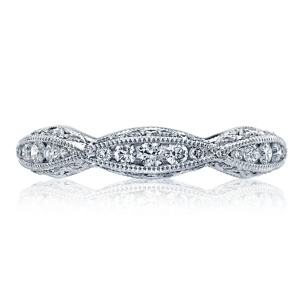 Tacori 18k Classic Crescent Twist Diamond Wedding Band 