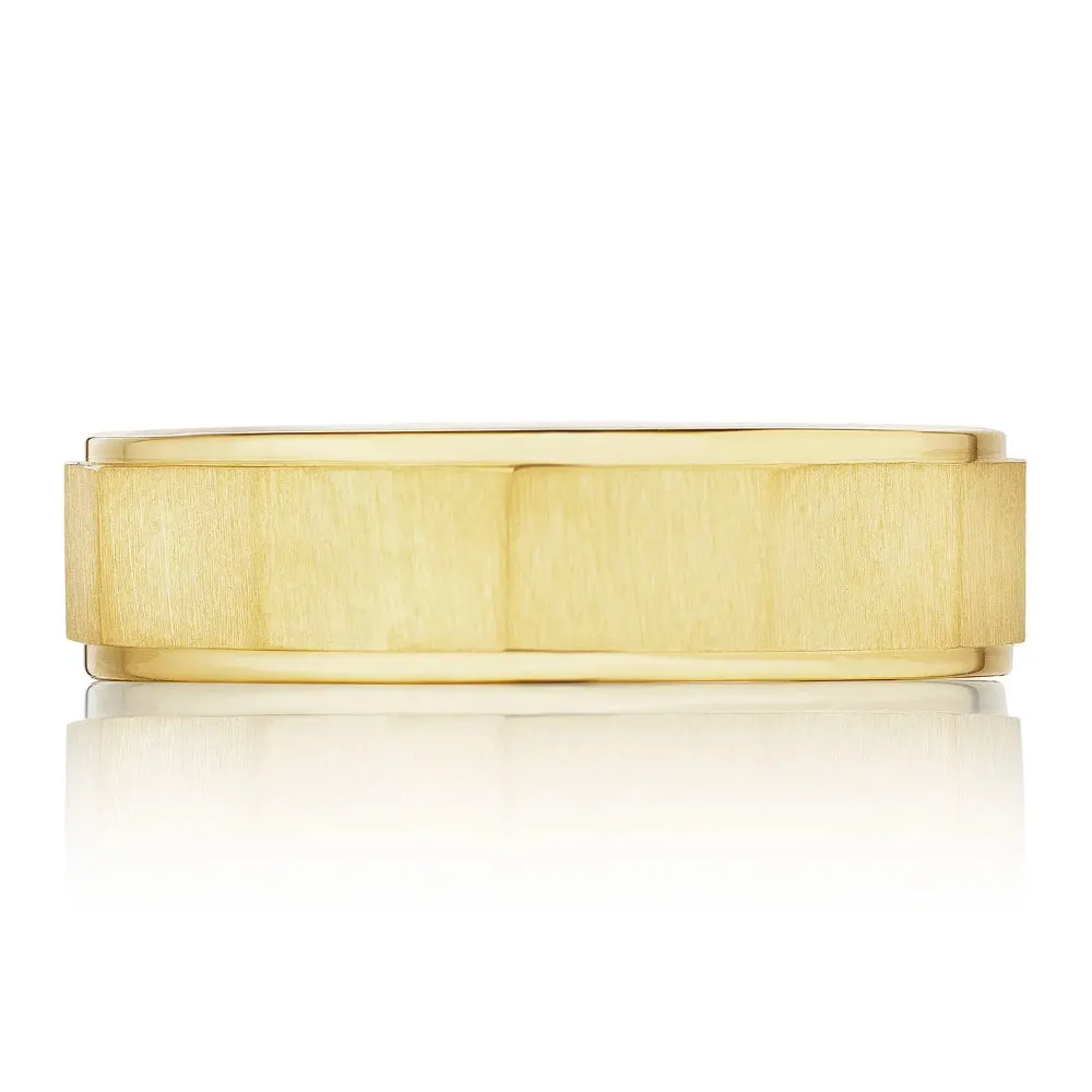 Tacori 18k Gold Men's Geometric Faceted Wedding Band in Satin Finish 