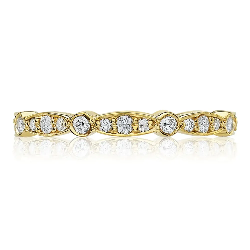 Tacori 18k Sculpted Crescent Marquise and Round Design Wedding Band 