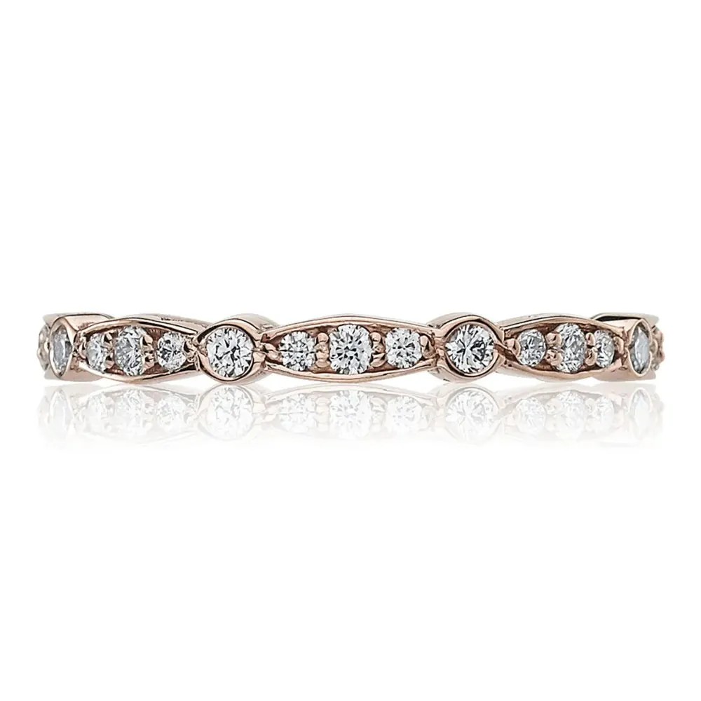 Tacori 18k Sculpted Crescent Marquise and Round Design Wedding Band 