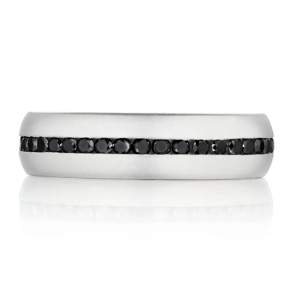 Tacori 18W Men's Channel Set Black Diamond in Satin Finish Wedding Band 