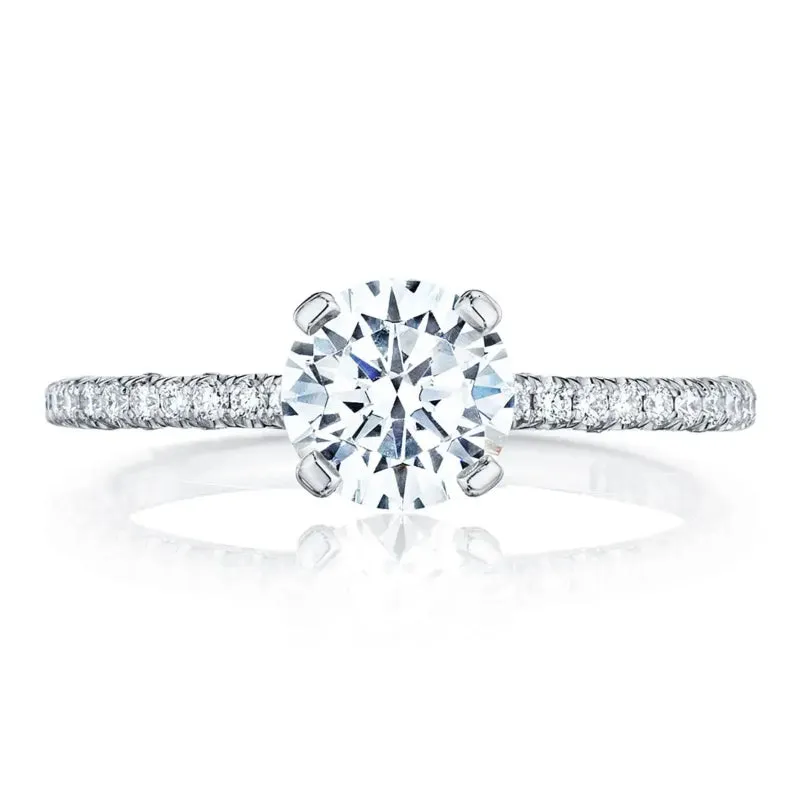 Tacori Petite Crescent 18kw Round Solitaire Engagement Ring 