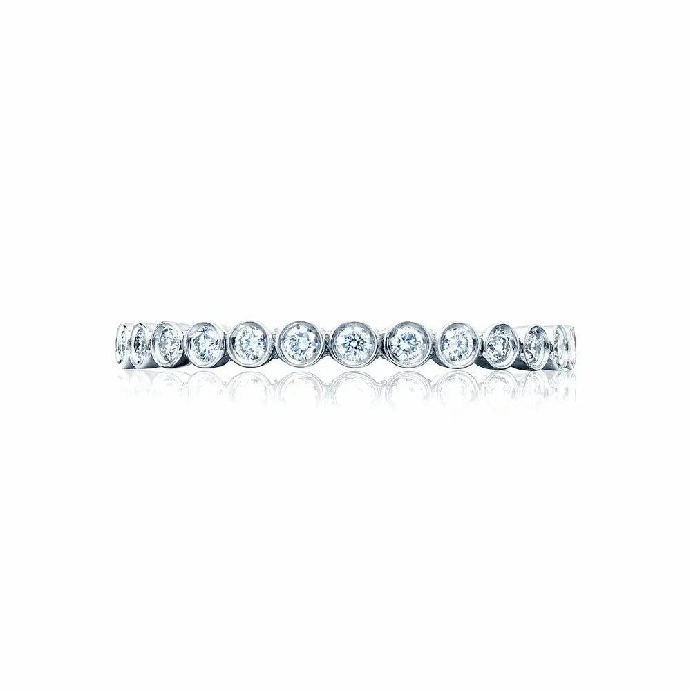 Tacori Sculpted Crescent 18k Gold Bezel Droplet Diamond Eternity Wedding Band 