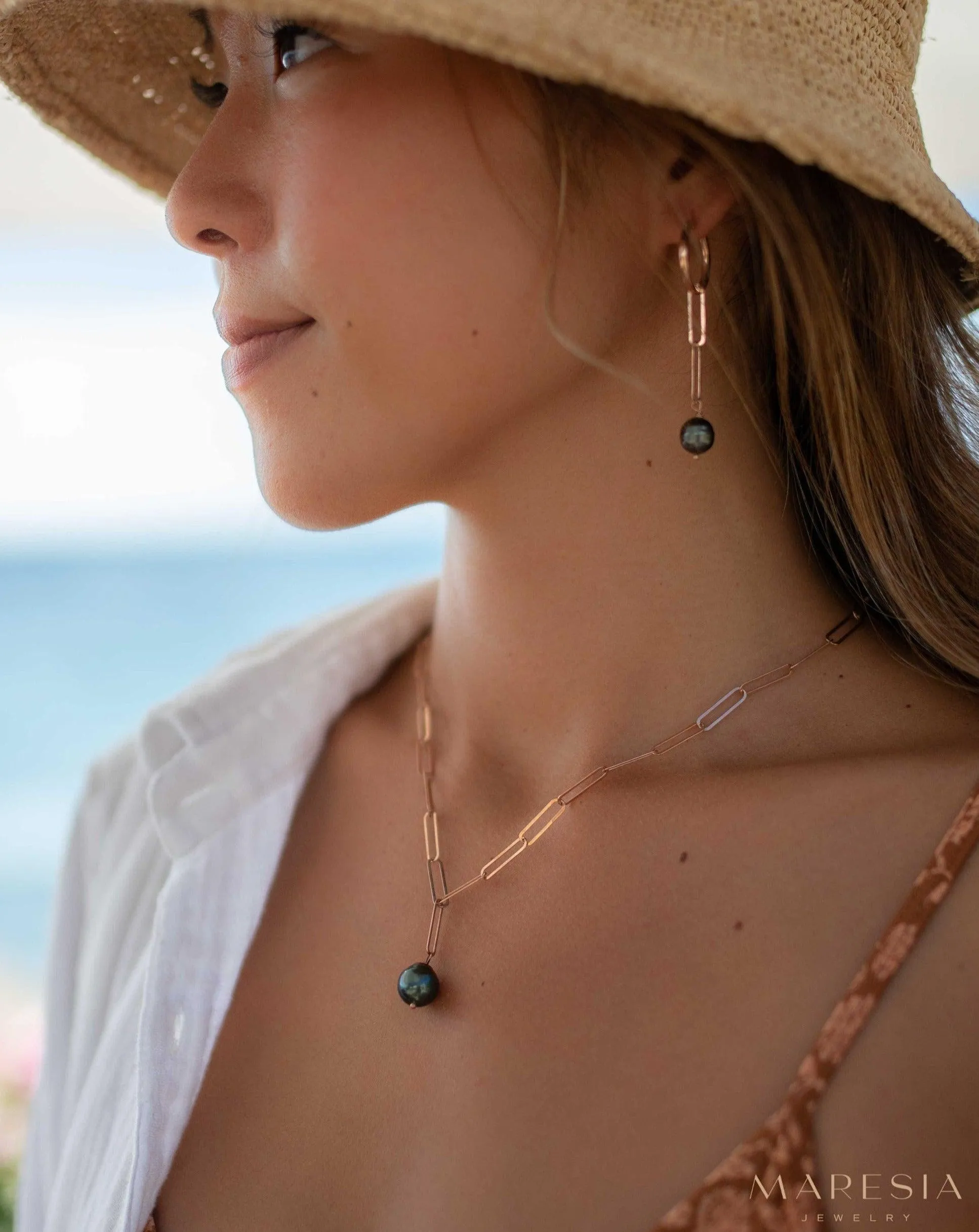 Tahitian Pearls necklace ~ Gold Vermeil, Rose gold Vermeil or Sterling Silver ~ MN155