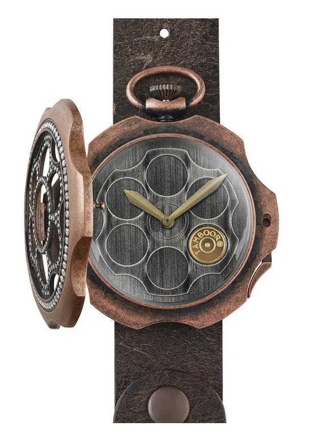 TAMBOORO Men??s watch - ONE SHOT - DIRTY BRONZE - ZIRCONIA - TB-100-BR-ZW-SL-CP