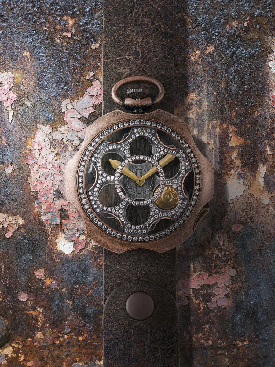 TAMBOORO Men??s Watch TATTOO Dirty Bronze ZIRCONIA TB-101-BR-ZW-SL-CP
