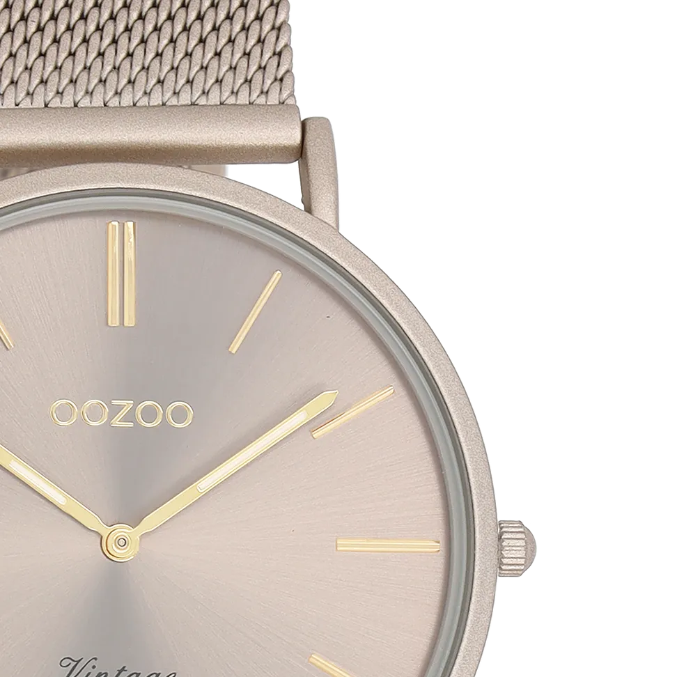 Taupe OOZOO watch with metal mesh bracelet - C20336