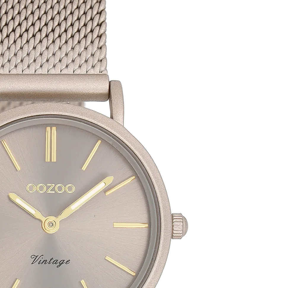 Taupe OOZOO watch with metal mesh bracelet - C20339