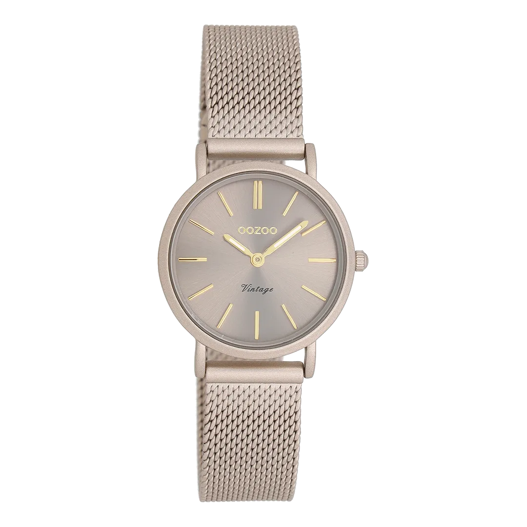 Taupe OOZOO watch with metal mesh bracelet - C20339