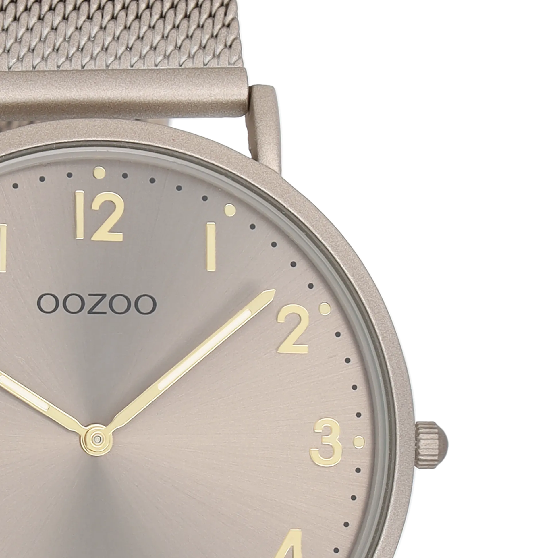 Taupe OOZOO watch with metal mesh bracelet - C20380