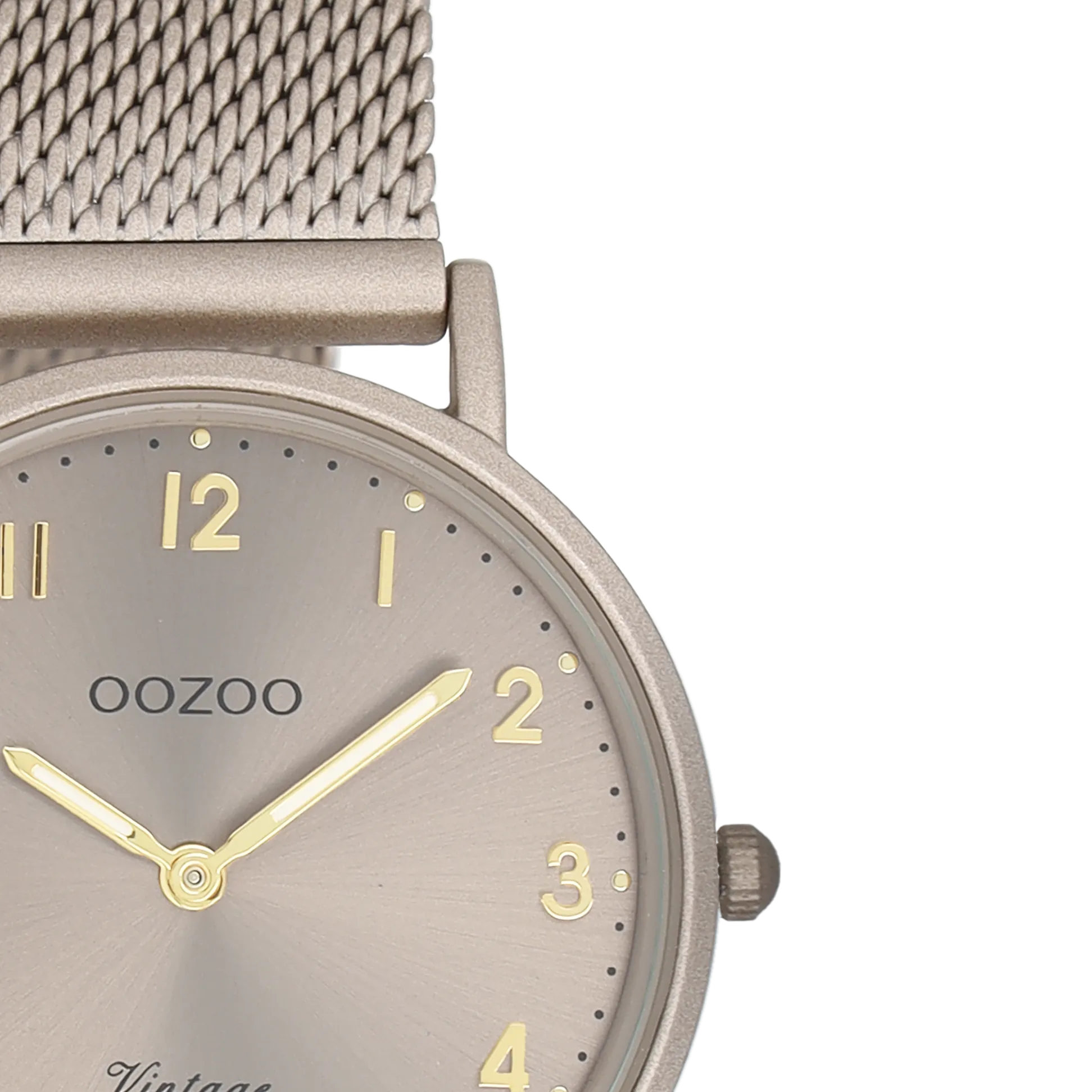 Taupe OOZOO watch with metal mesh bracelet - C20382