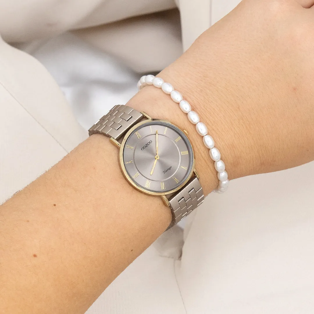 Taupe OOZOO watch with stainless steel bracelet - C20368