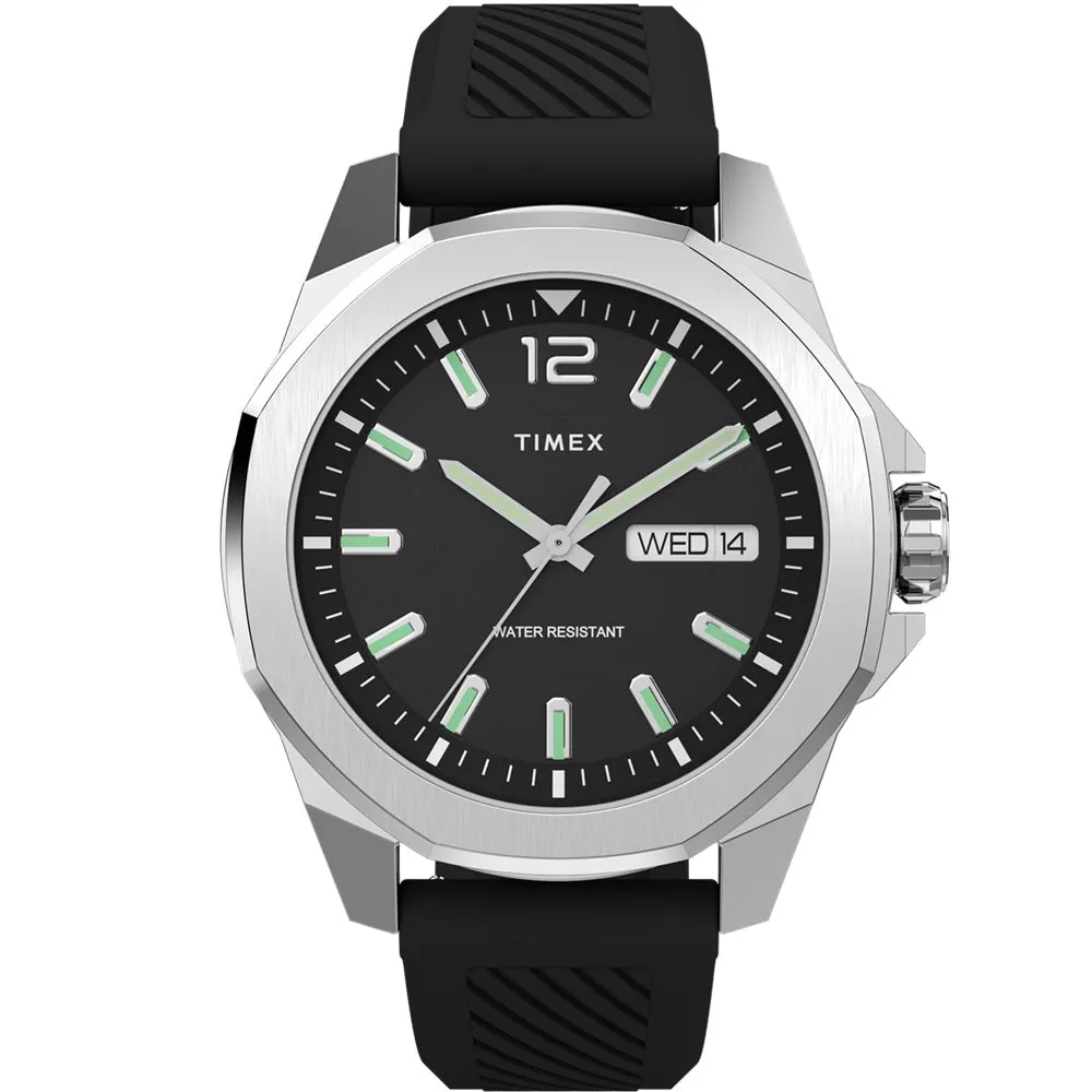 Timex Essex Avenue Black Silicone Strap Mens Watch TW2W42900 