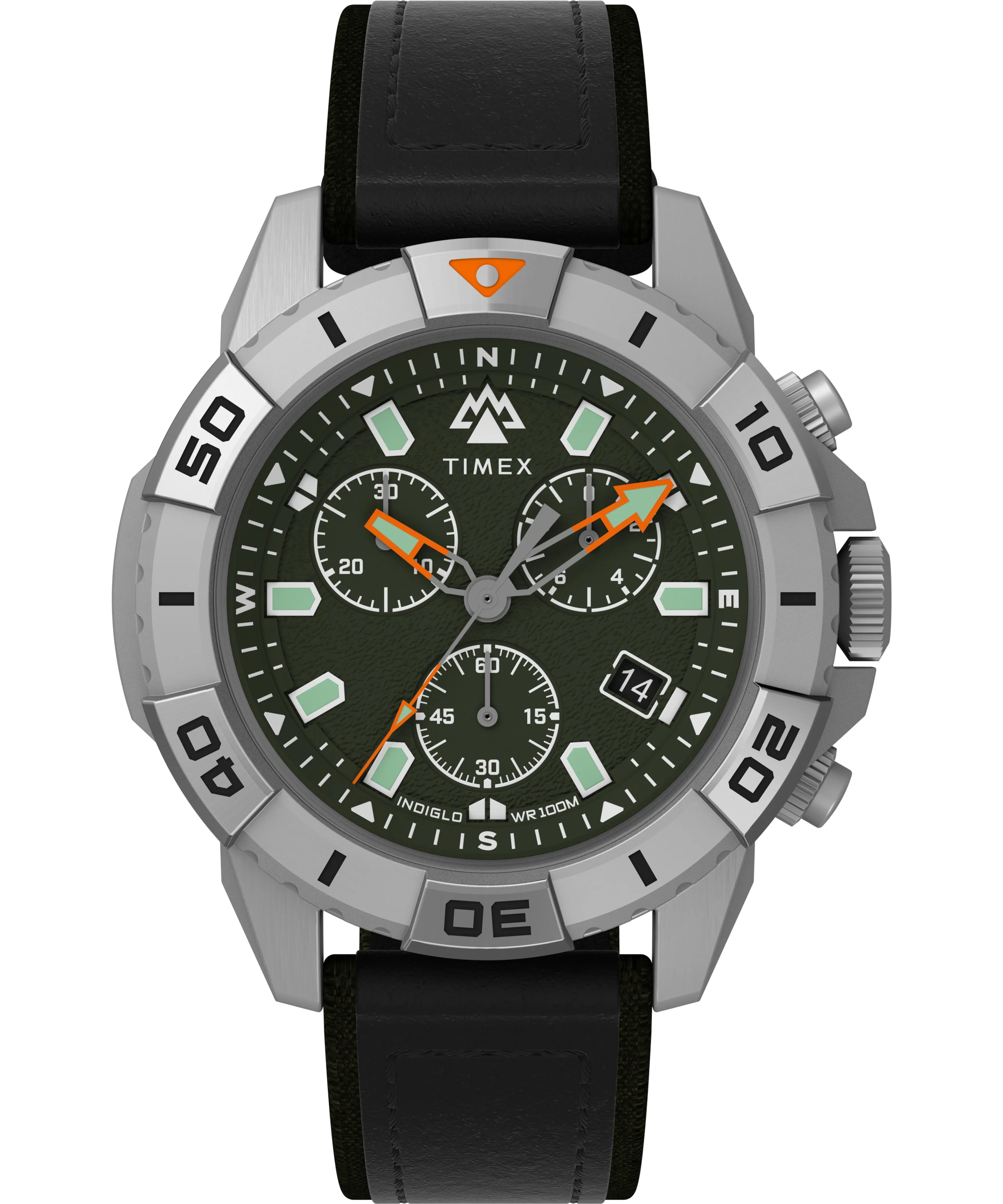 Timex Expedition 42mm Leather Green Dial Watch TW2W16100 