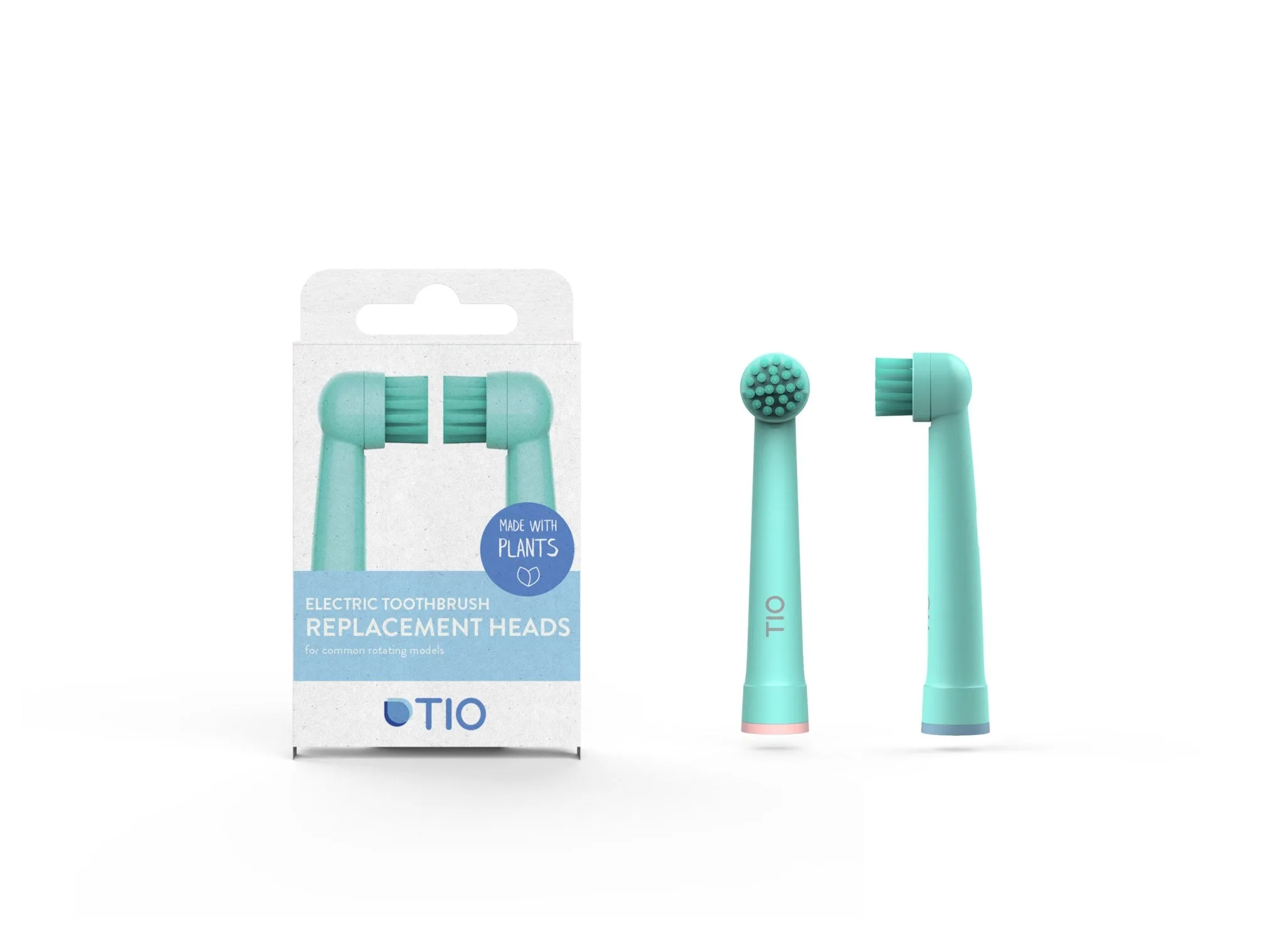 TIO Plant-based Replacement Brushes for Oral-B electric toothbrush 2 pcs, Lagoon / Pebble 