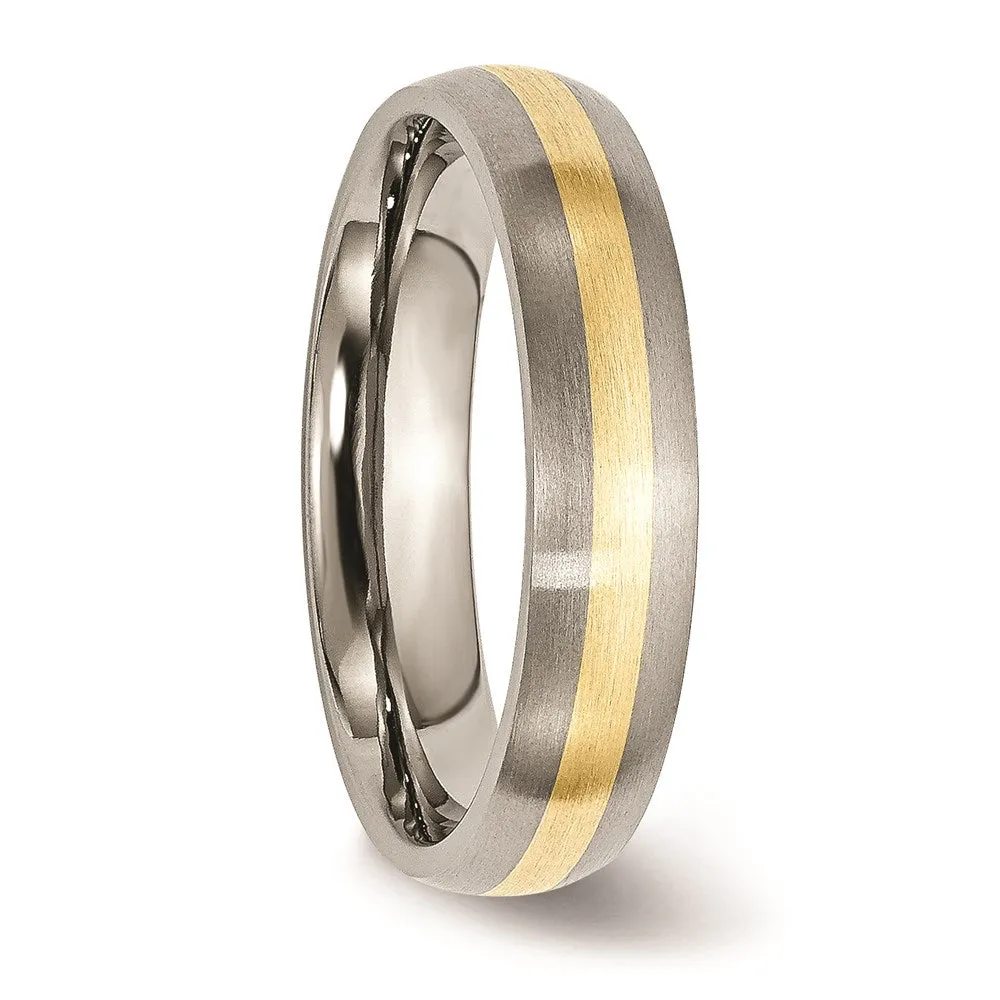 Titanium 14k Yellow Inlay 5mm Brushed Band | TB19