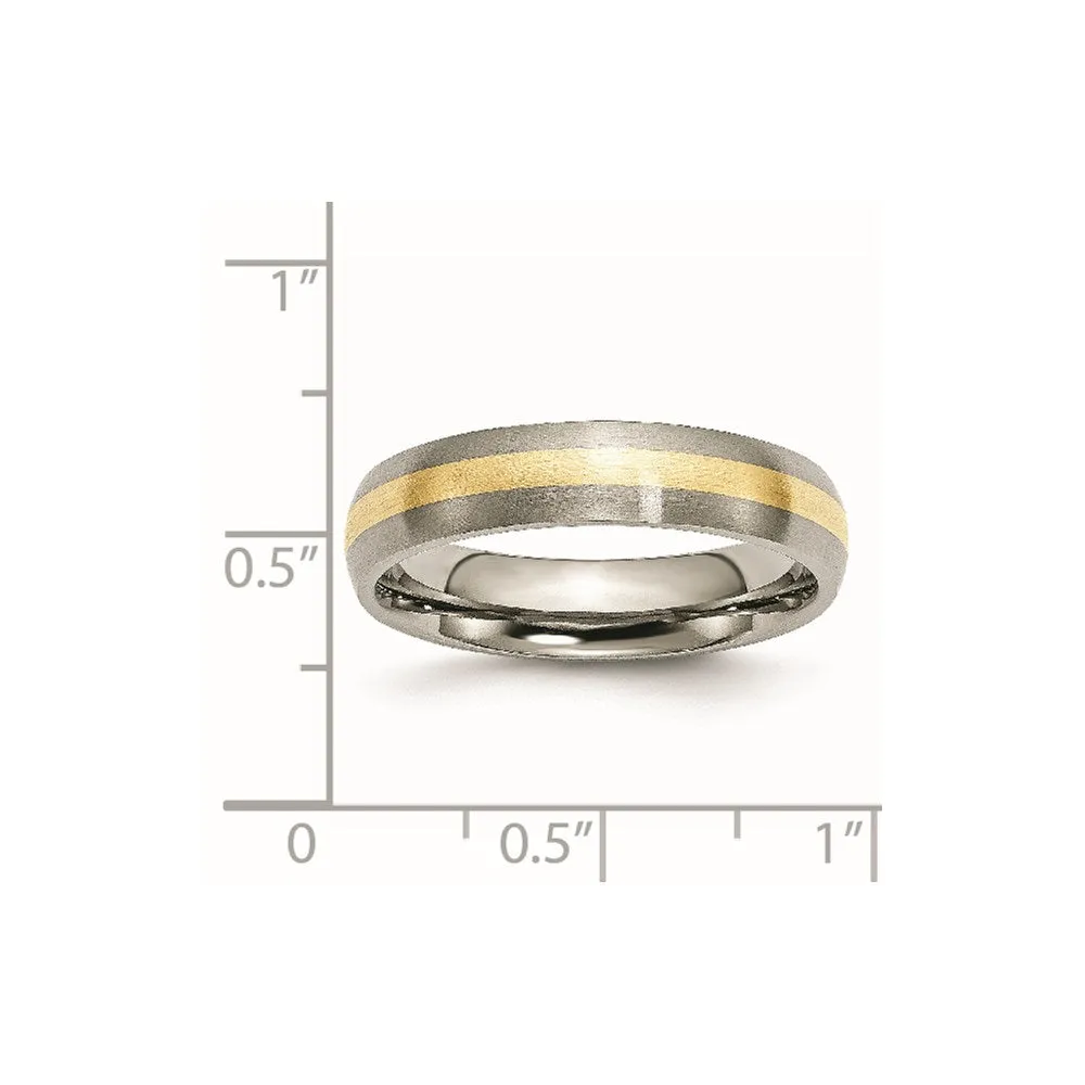 Titanium 14k Yellow Inlay 5mm Brushed Band | TB19