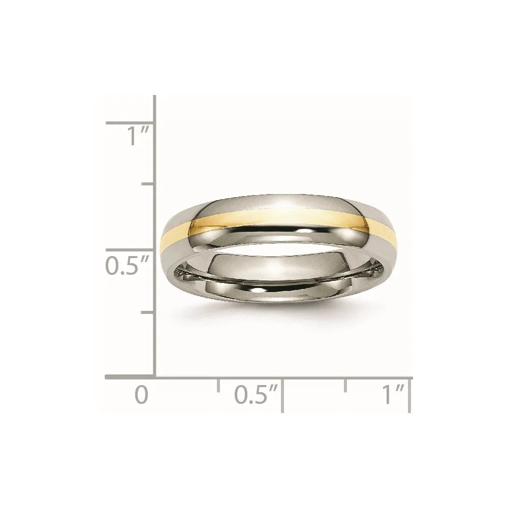 Titanium 14k Yellow Inlay 5mm Polished Band | TB221