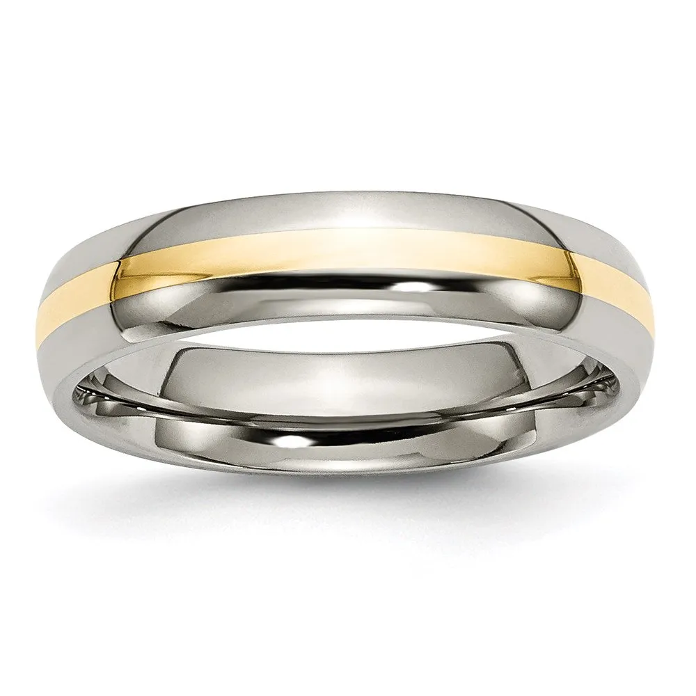 Titanium 14k Yellow Inlay 5mm Polished Band | TB221 