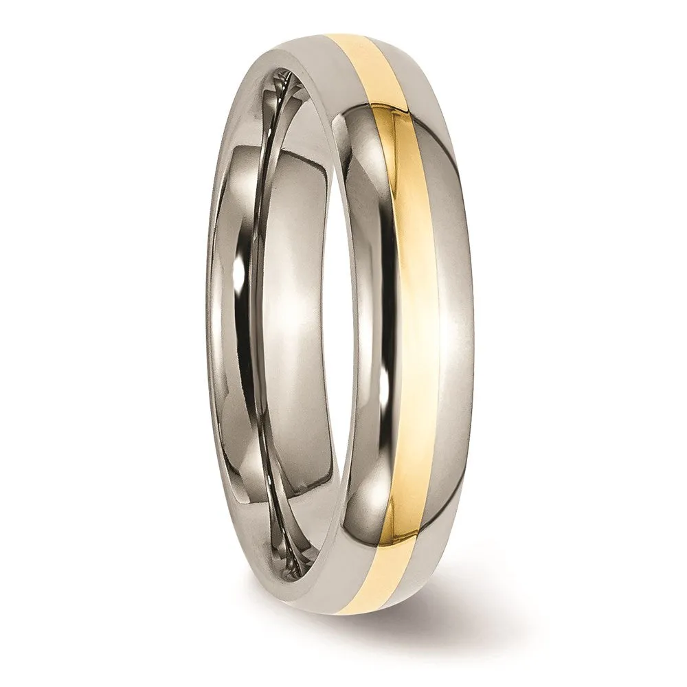 Titanium 14k Yellow Inlay 5mm Polished Band | TB221