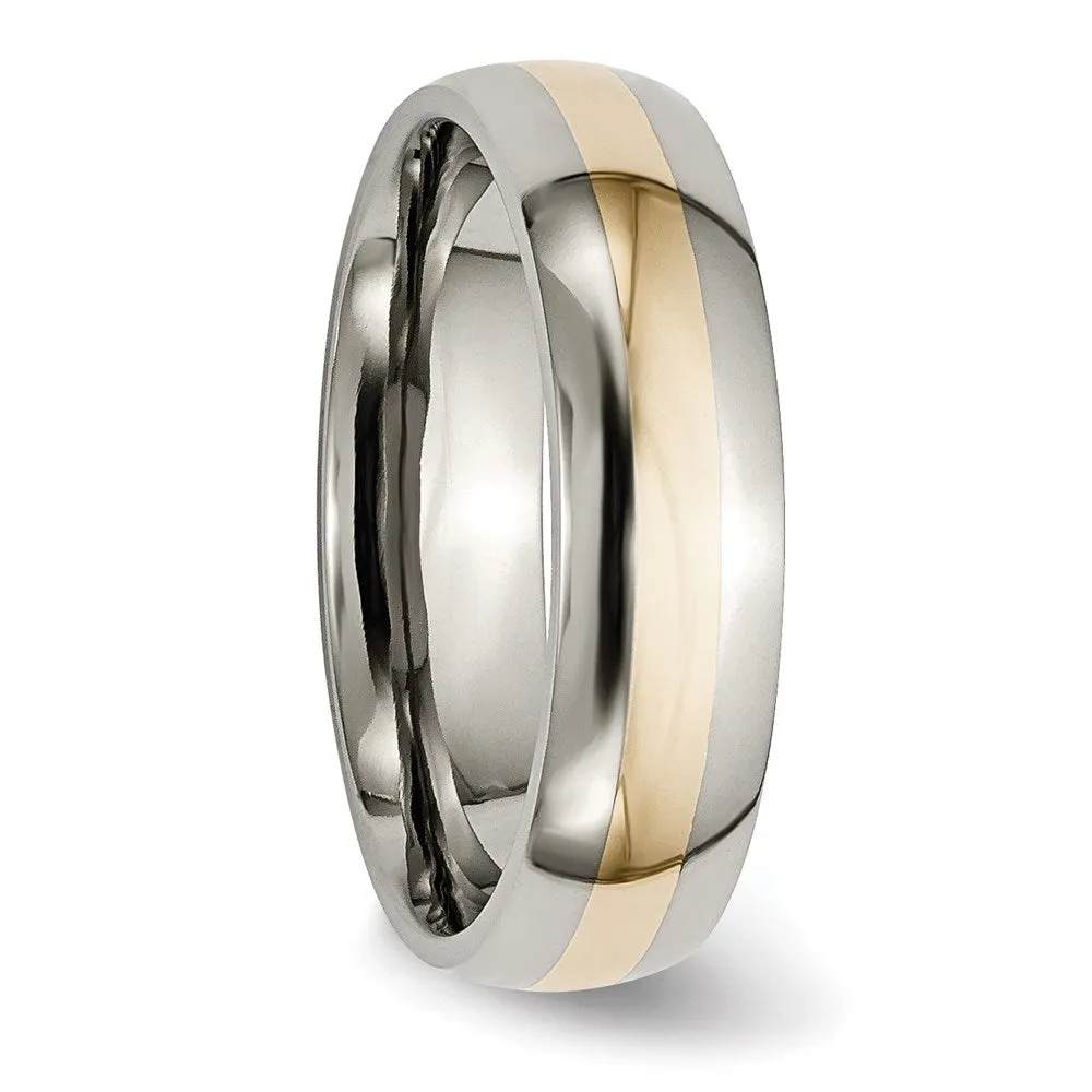 Titanium 14k Yellow Inlay 6mm Polished Band | TB18