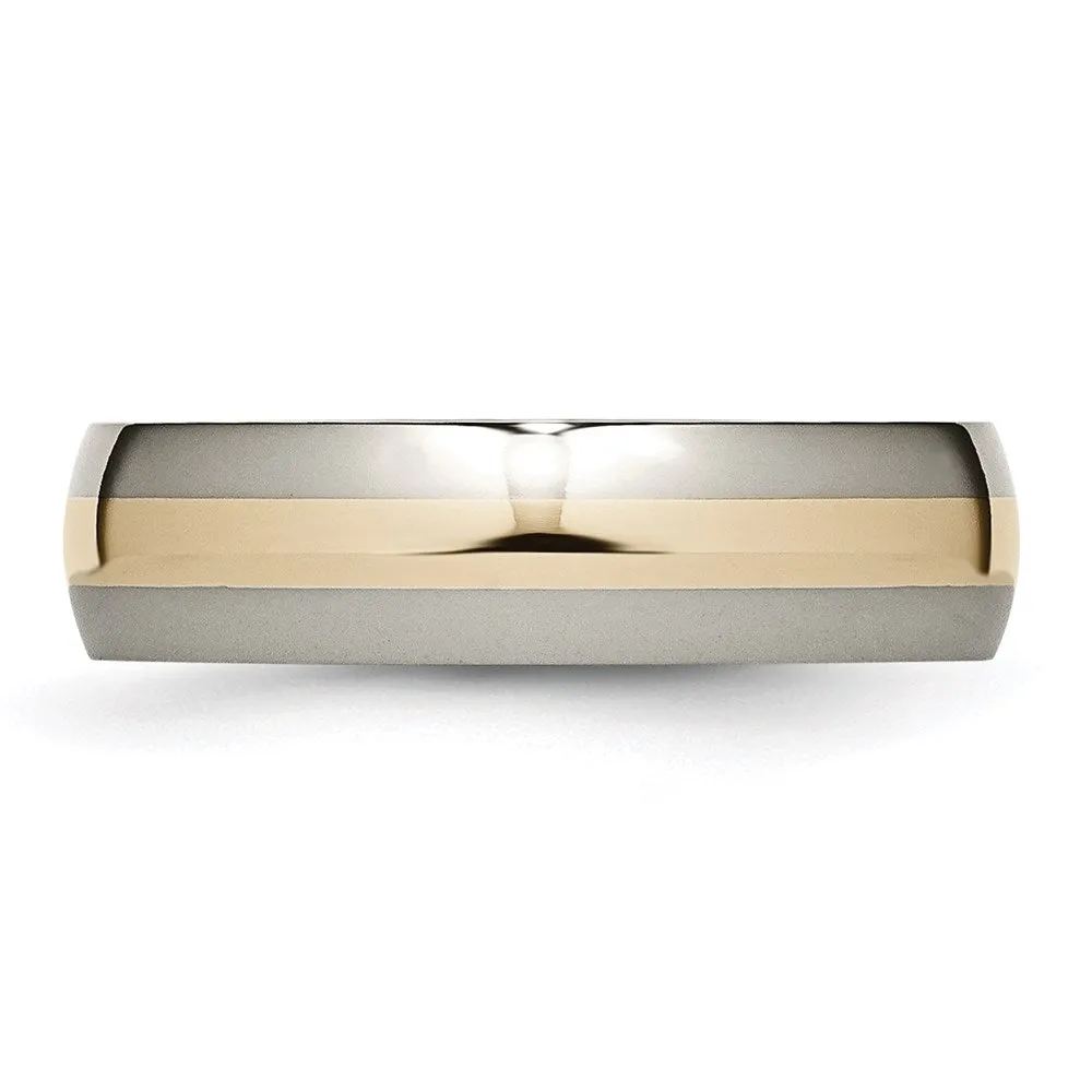 Titanium 14k Yellow Inlay 6mm Polished Band | TB18