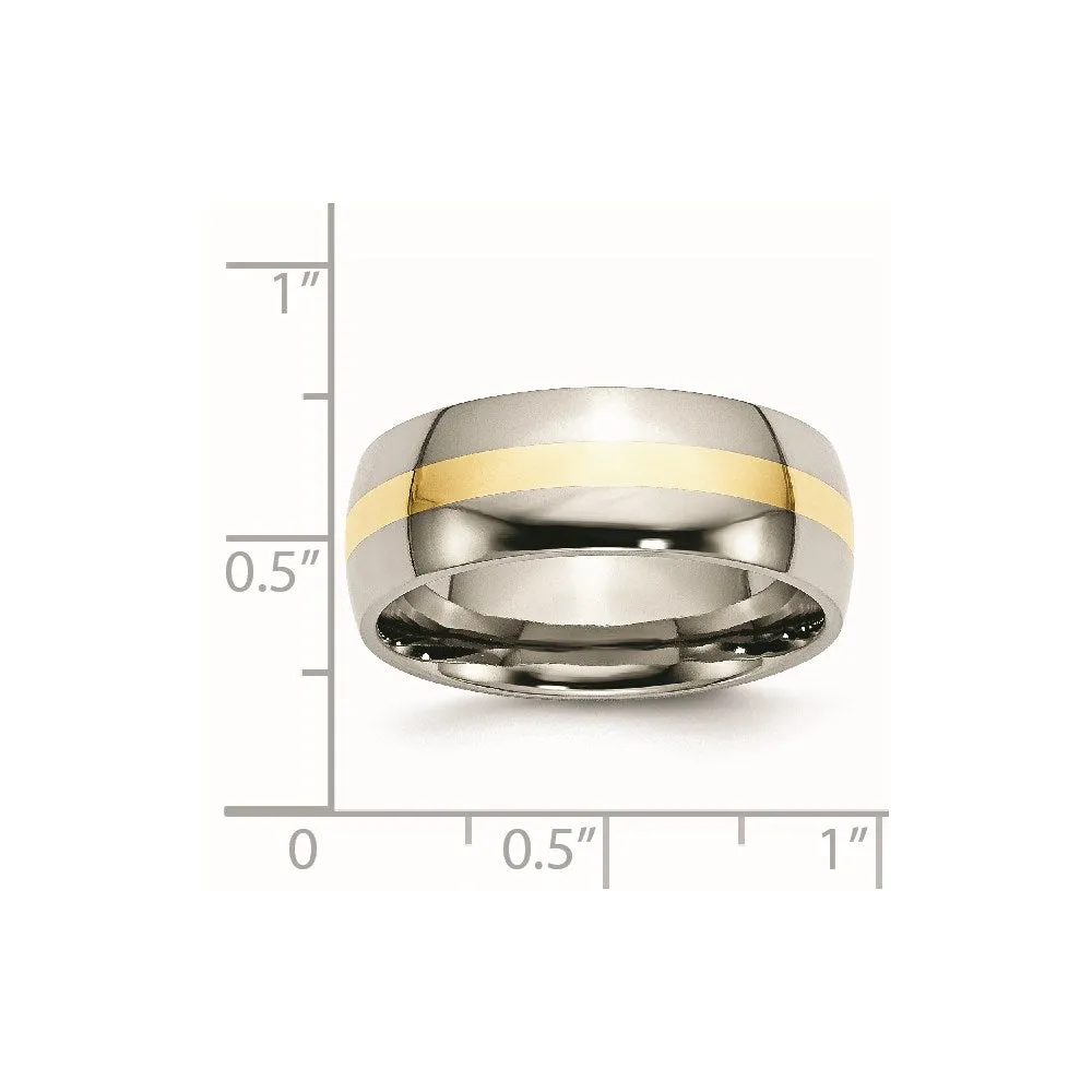 Titanium 14k Yellow Inlay 8mm Polished Band | TB224