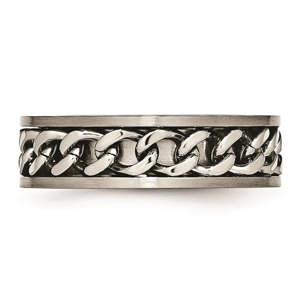 Titanium 7mm Chain Inlay Brushed Band