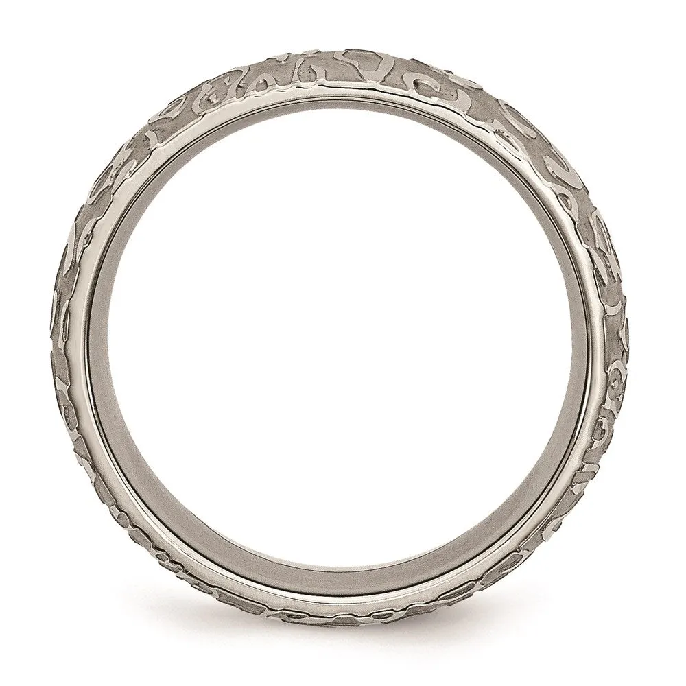Titanium 8mm Brushed and Polished Textured Band | TB276