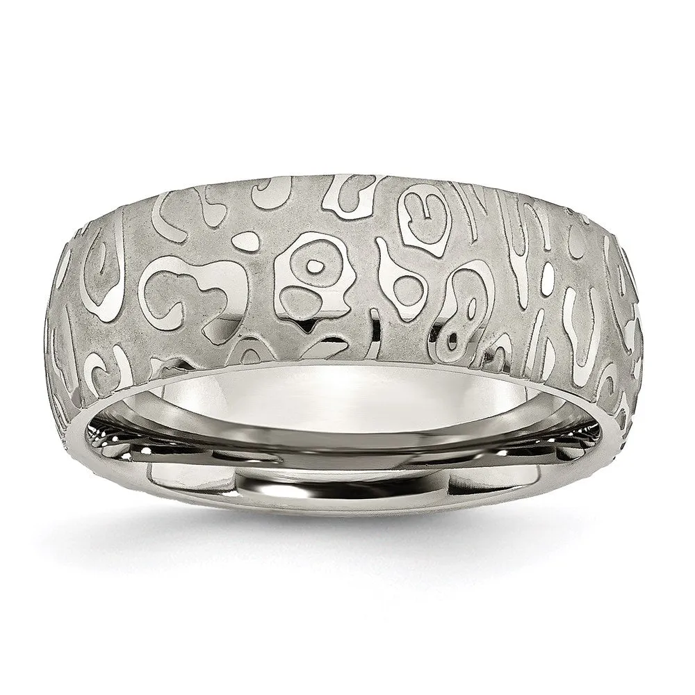 Titanium 8mm Brushed and Polished Textured Band | TB276
