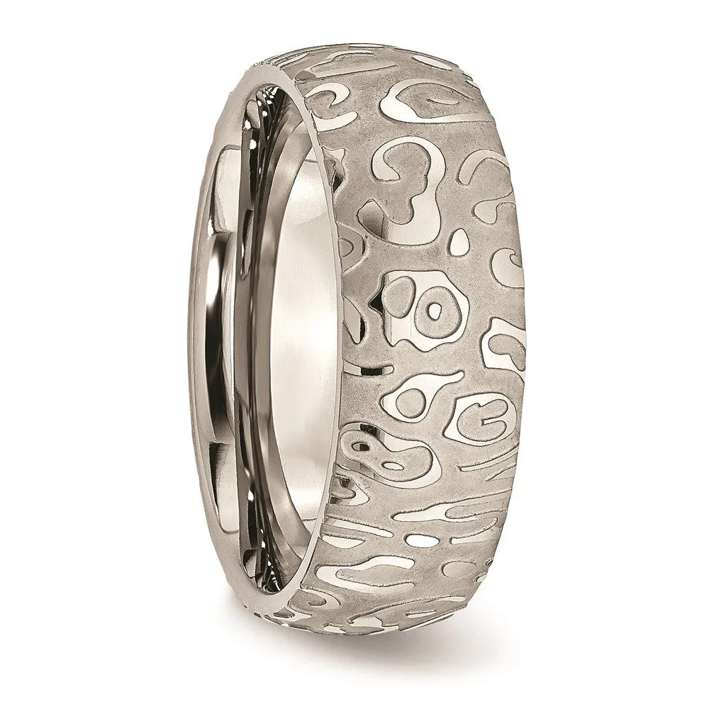 Titanium 8mm Brushed and Polished Textured Band | TB276