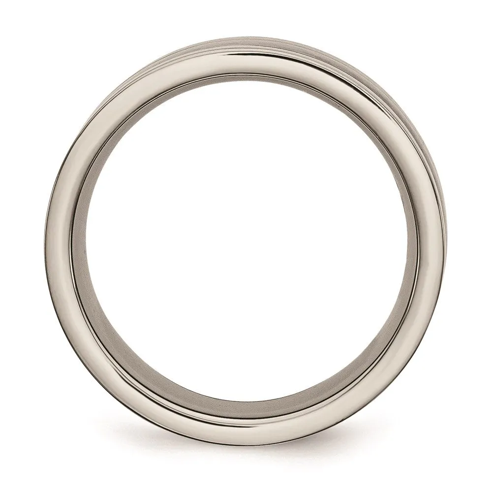 Titanium 8mm Polished with Black Carbon Fiber Inlay Band | TB255