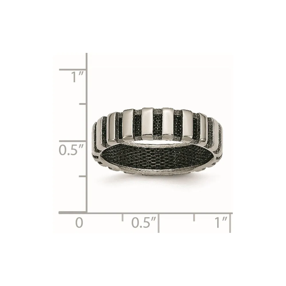 Titanium & Black IP-plated Wire 6mm Polished Band | TB303