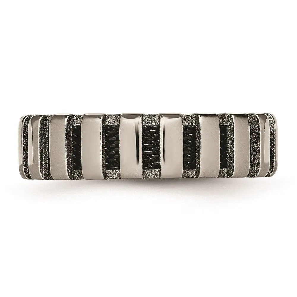 Titanium & Black IP-plated Wire 6mm Polished Band | TB303
