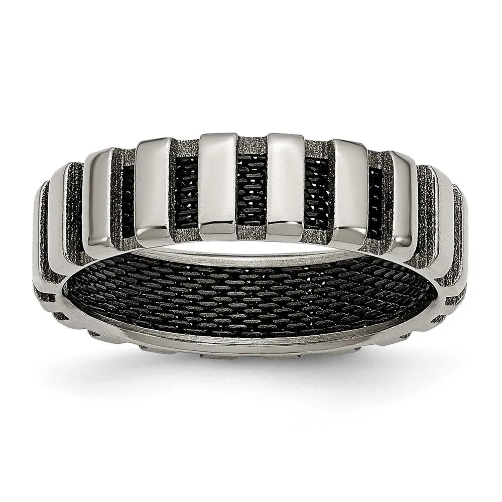 Titanium & Black IP-plated Wire 6mm Polished Band | TB303