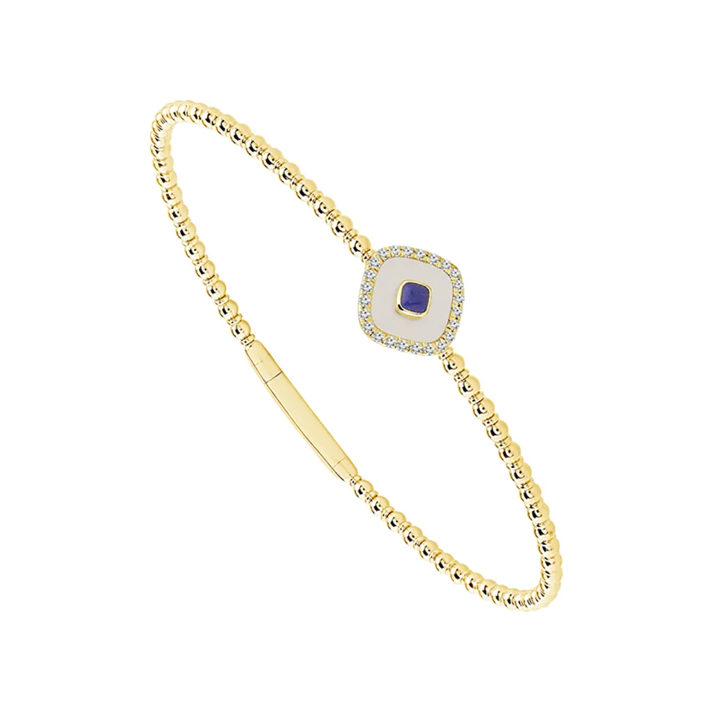 Titanium and 14K Yellow Gold Lapis, Mother Of Pearl And Diamond Flexie Bracelet 