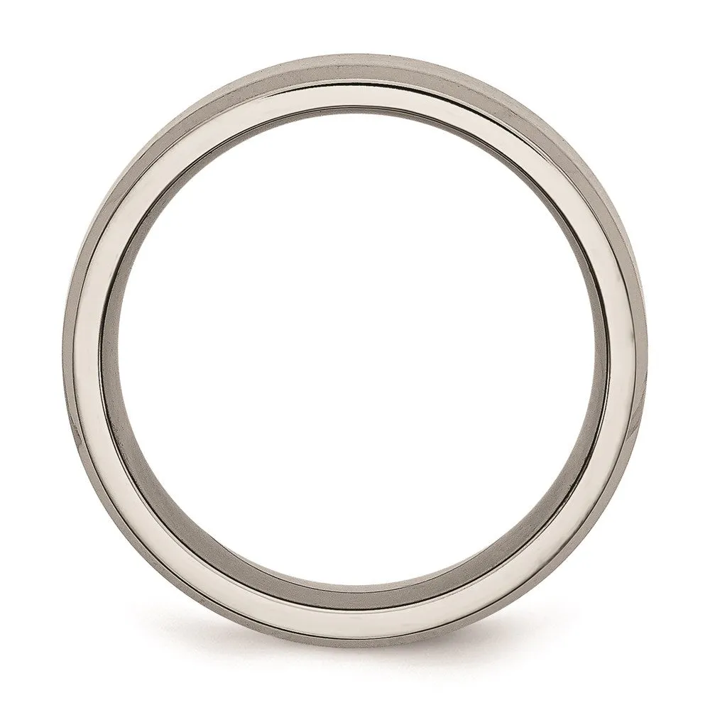 Titanium Beveled Edge 8mm Brushed and Polished Band | TB115