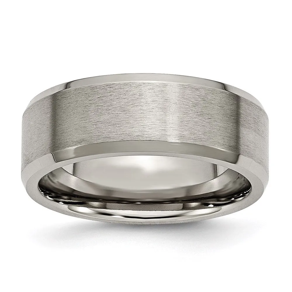 Titanium Beveled Edge 8mm Brushed and Polished Band | TB115